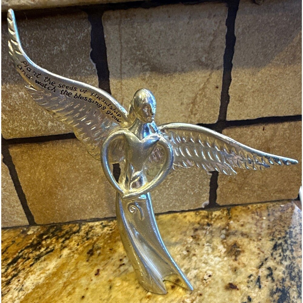 Vintage Midwest Cannon Falls Serenity Pewter Angel Figurine - Friendship Quote